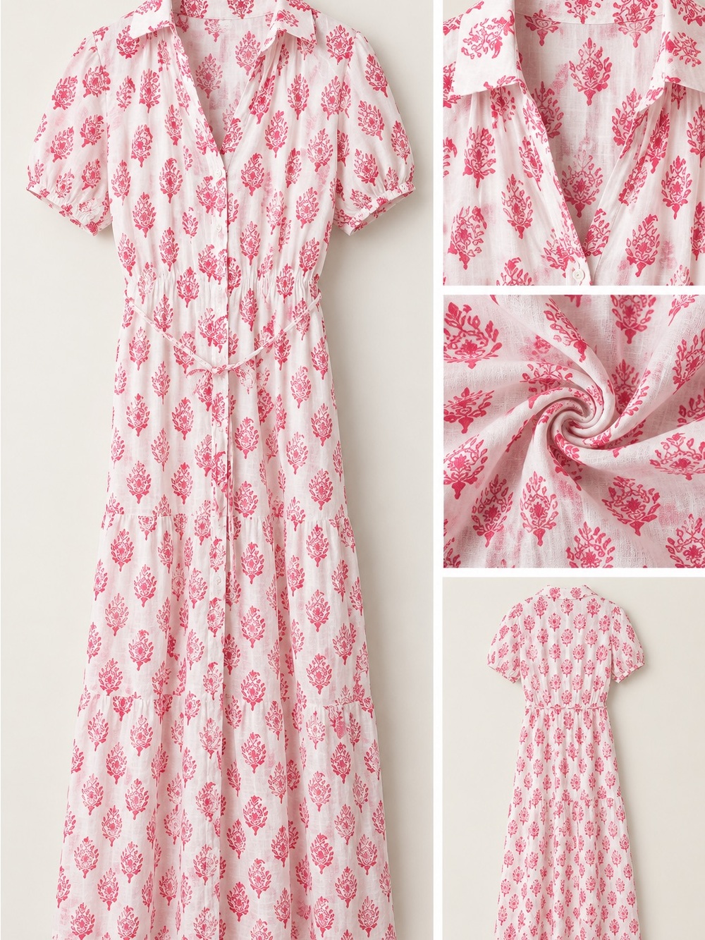 🌸 Roller Rabbit Pink Block Print Maxi Dress 🌸